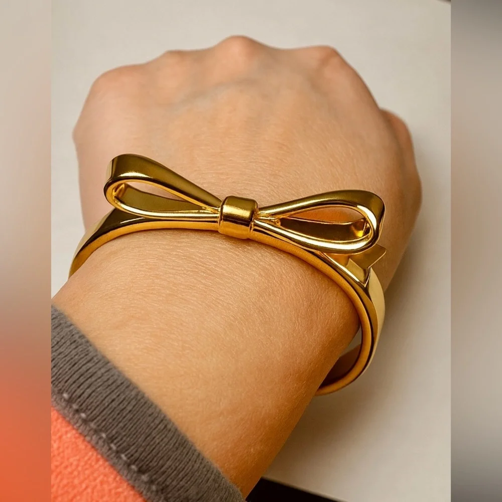 Kate Spade New York Elegant Gold Tone Bow Bracelet Designer Jewelry Gift for Her